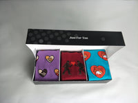 Sock it to Me Box of Love Gift Box Set styles: Hands Across Calves, Sasquatch Valentine, Fox Love Knee High