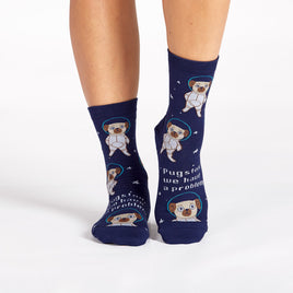 Sock it to Me Pugston, We Have A Problem Womens Crew Socks