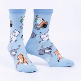 Sock it to Me Purr-scription For Happiness  Womens Crew Socks