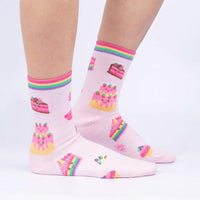 Sock it to Me Life is Batter With Cake Womens Crew Socks