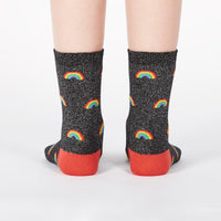 Sock it to Me Glitter Over the Rainbow Youth Crew Socks