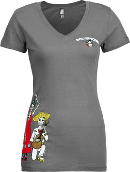 Bones Women's T-shirt Day of the Dead Dancing Grey